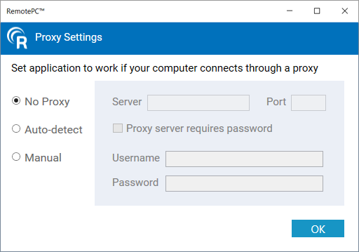 Proxy setting